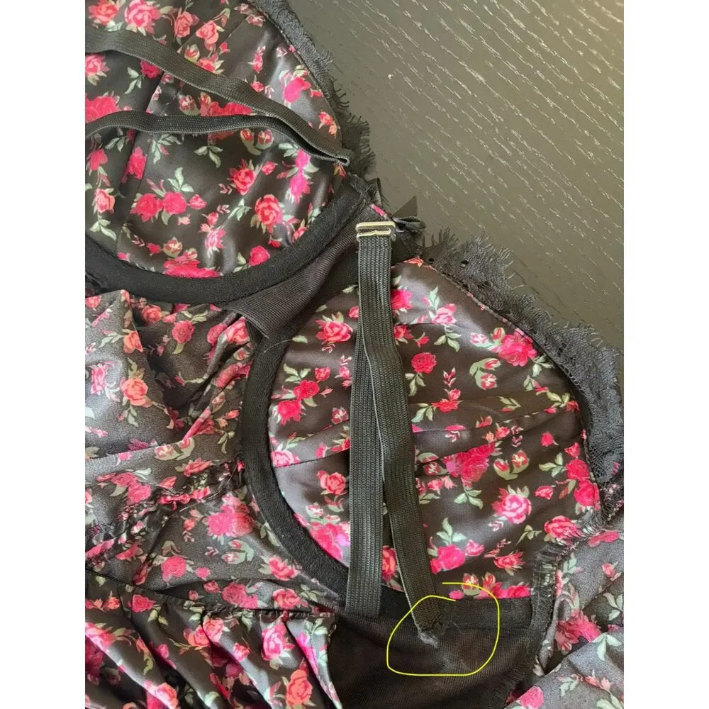 For Love & Lemons Black Melrose Satin Bodycon Cocktail Puff Sleeve - Picture 8 of 8